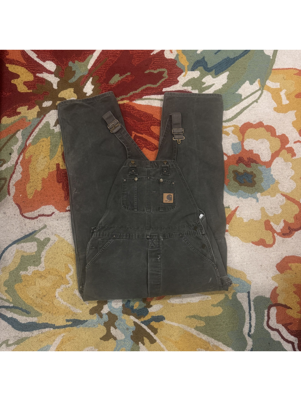 Carhartt Dark Gray Bib Overalls 34x32.